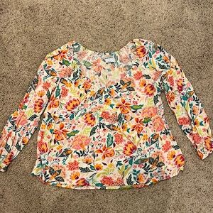 Old Navy Women’s Size XL Flower Print Gauzy Long-sleeve Blouse